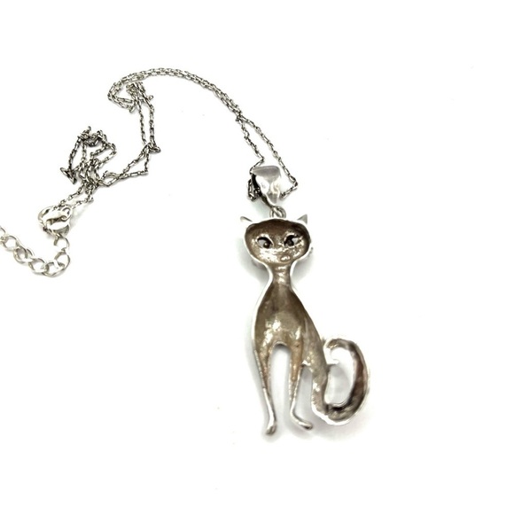 Cat with fish Pendant Adorable cat /kitten necklace Large Oversized Cat 18” - Picture 8 of 12
